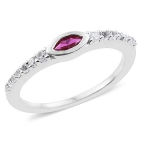 Ruby & White Sapphire. 925 Sterling Silver Ring